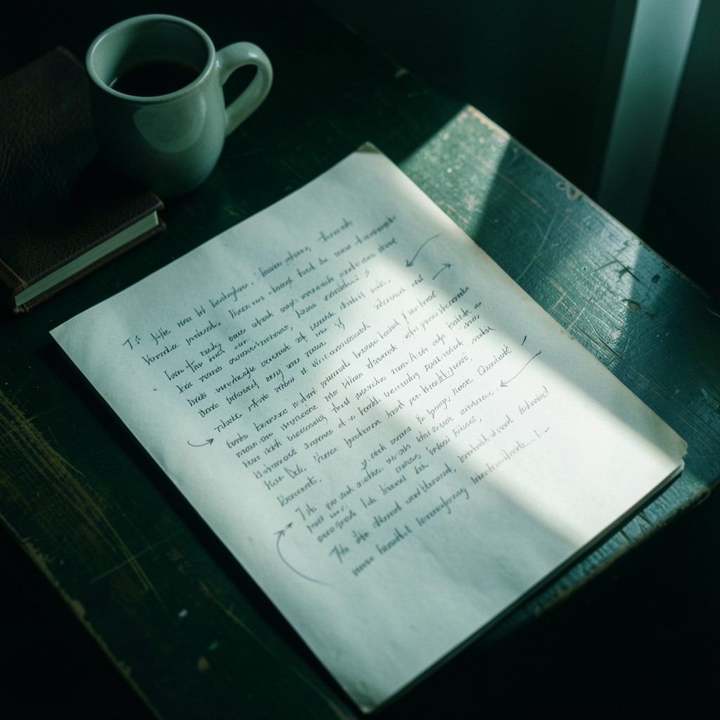 An open notebook with handwritten notes beside a laptop